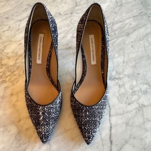 Diane von Furstenberg (DVF) Blue and White Heels